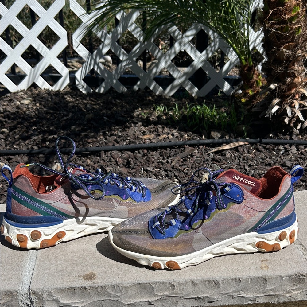 RARE Nike React Element 87 Men's Blue/Opaque Grey Sneakers with Cork Insoles